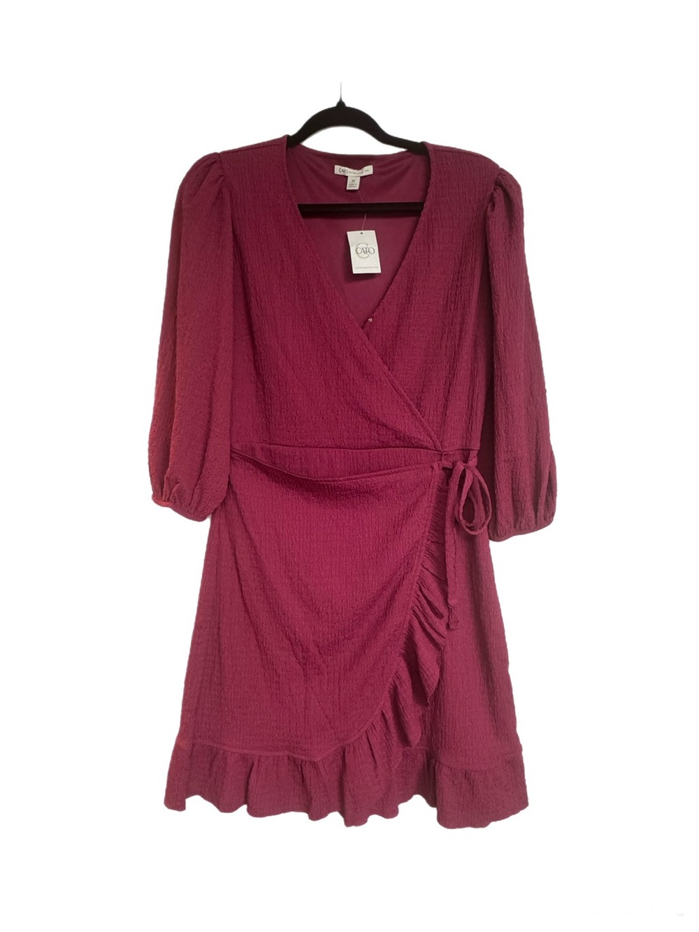 Cato Deep Magenta Wrap Ruffle Dress women’s M